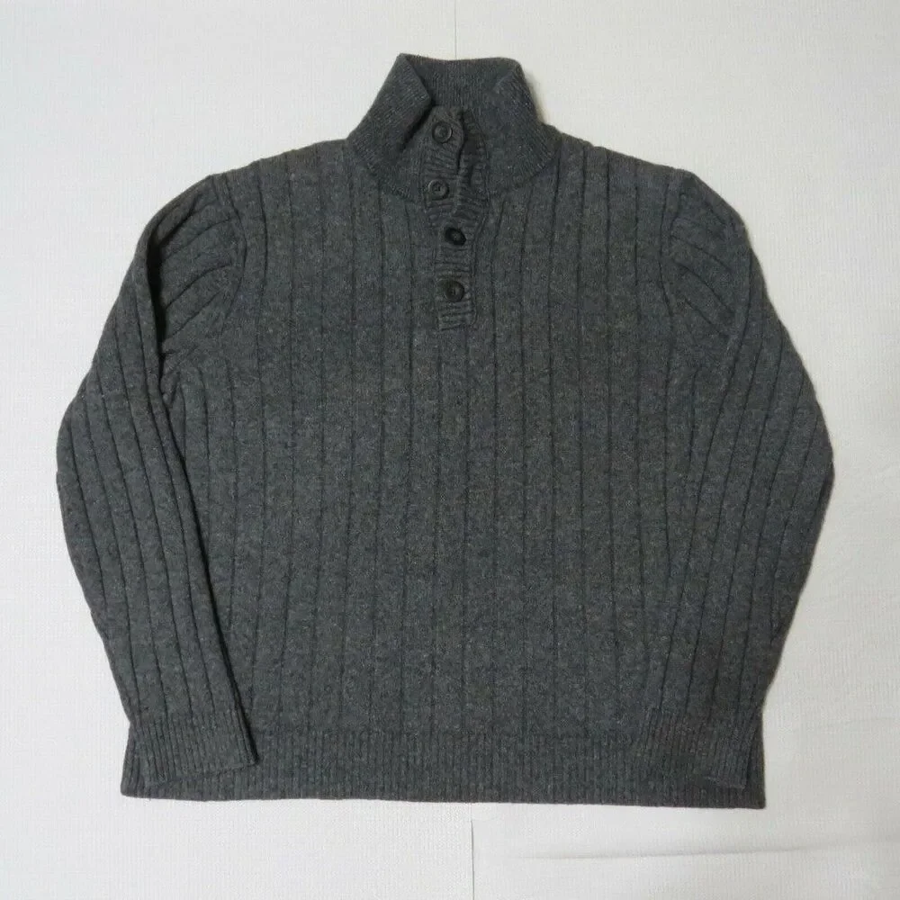 Banana Republic Men's Button Packet Pullover Sweater Heather Gray Size Large